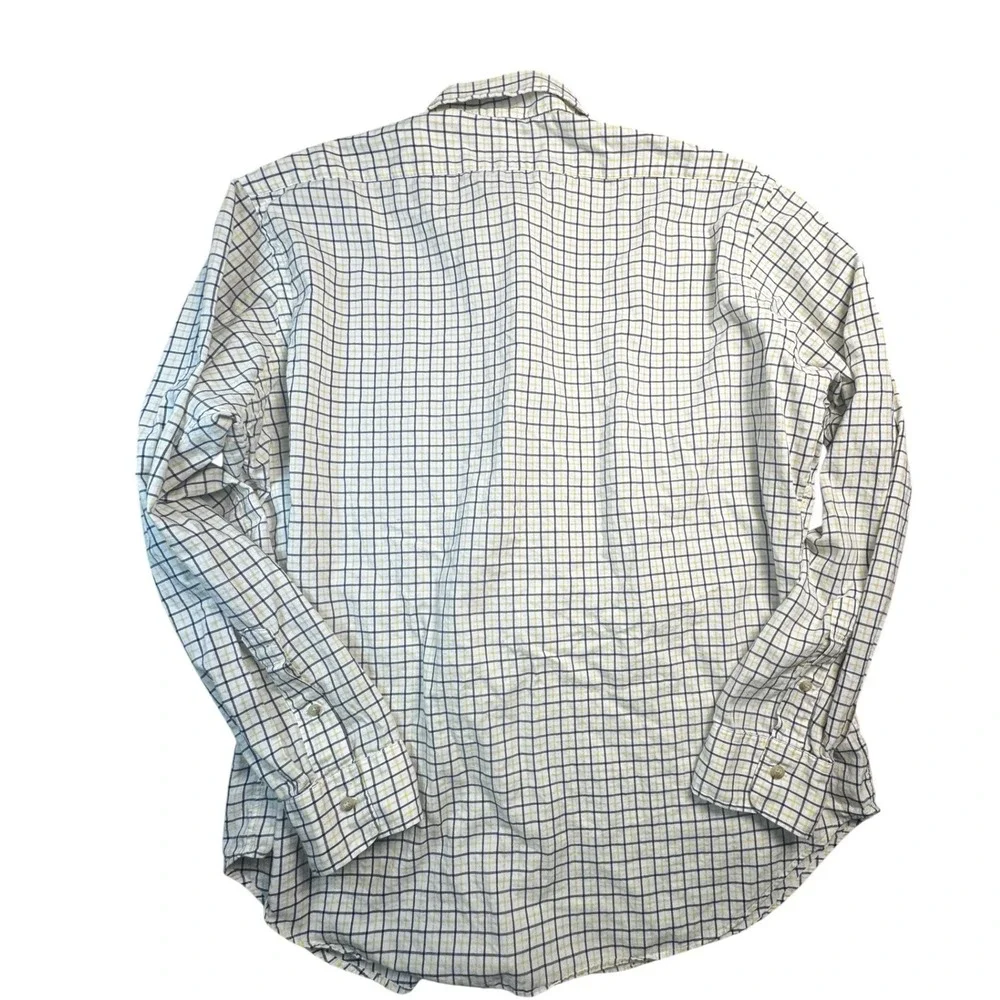 Polo Ralph Lauren Mens XL Button Down Shirt Yellow Navy Blue Grid Check Long Slv
